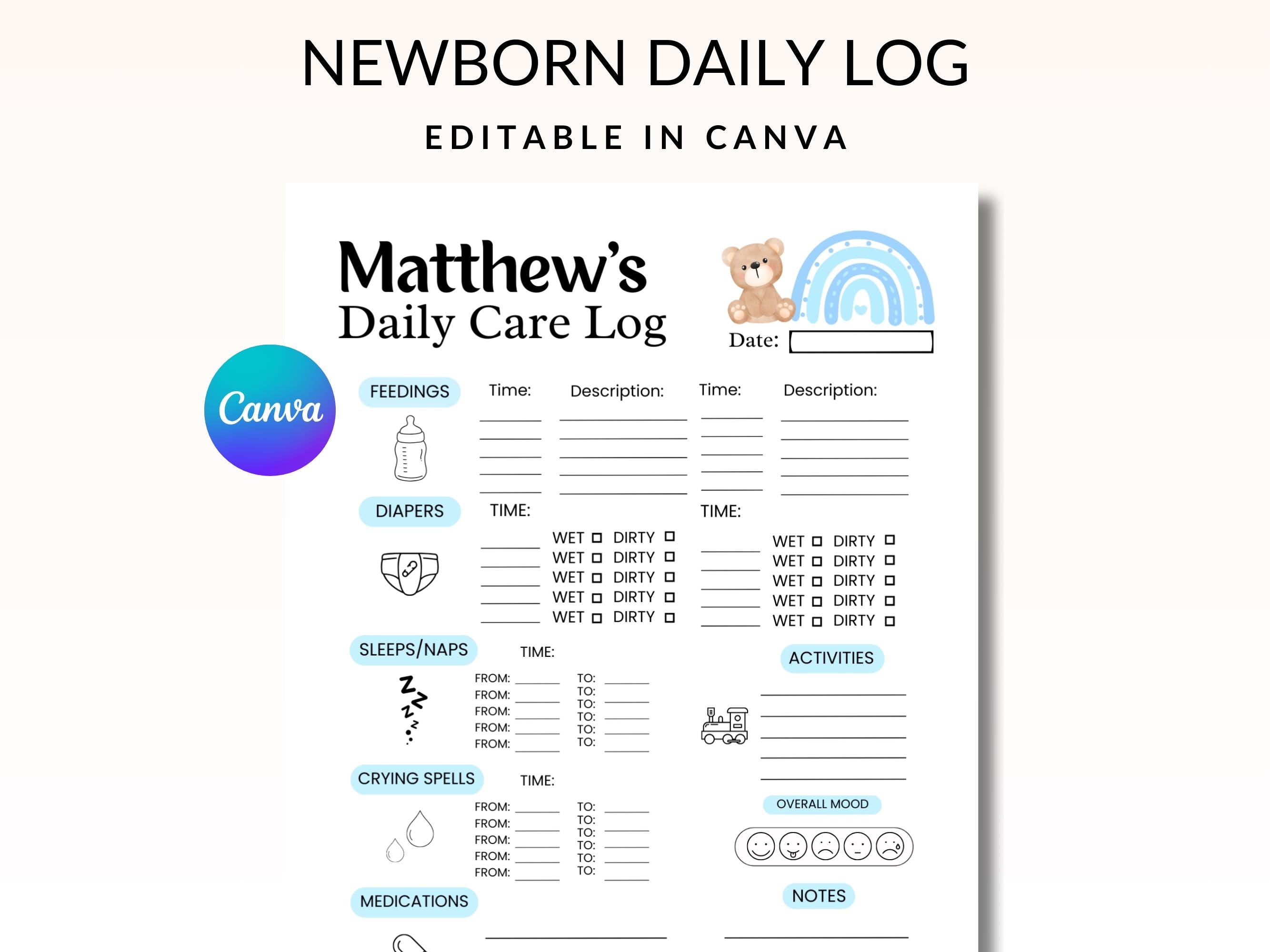 Baby boy Daily Log