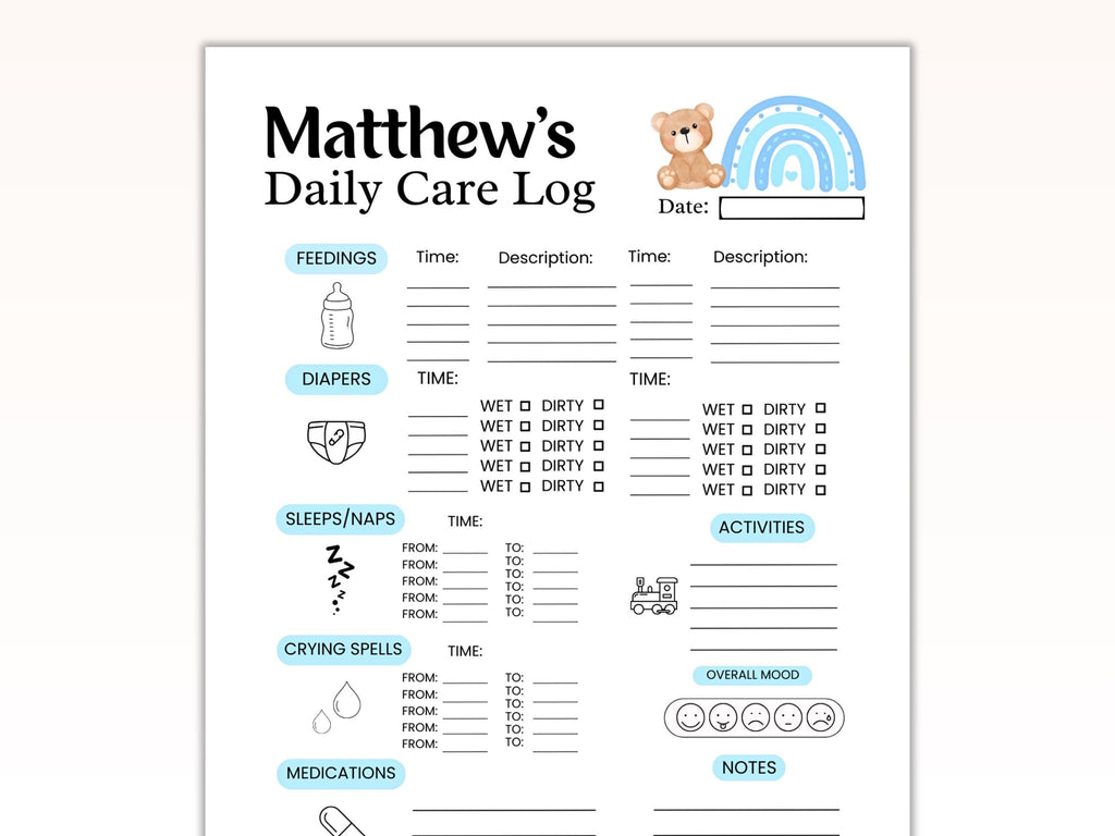 Baby boy Daily Log